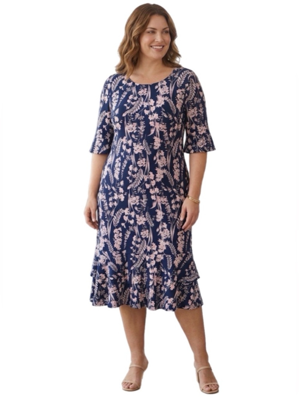 NWOT Plus Sized 16 Glamour Navy Blue Women’s Floral Formal Cocktail Work Dress
